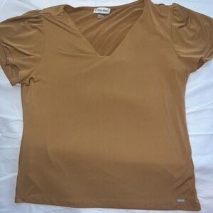 Calvin Klein Women's Short Sleeve Tan Top